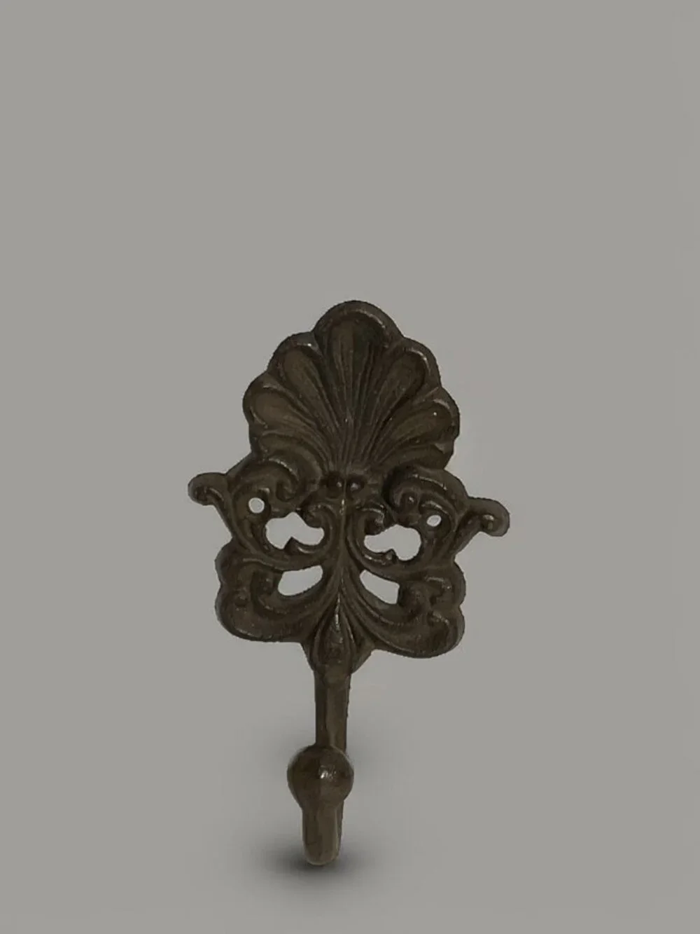 Vintage Decorative Cast Iron Wall Hook With Intricate Scroll Design